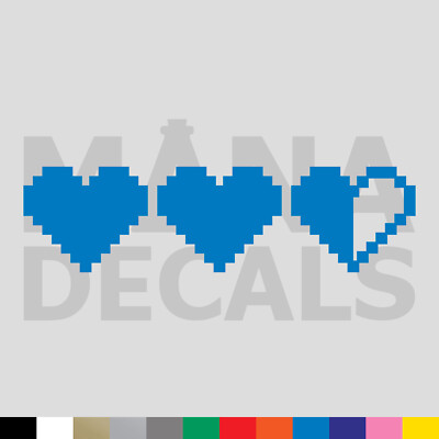 8 bit Hearts Vinyl Die Cut Decal Sticker - Video Game The Legend of Zelda LOZ