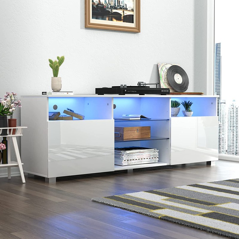 47"/57"/65" Modern LED High Glossy TV Stand, Media Console, Entertainment Cente