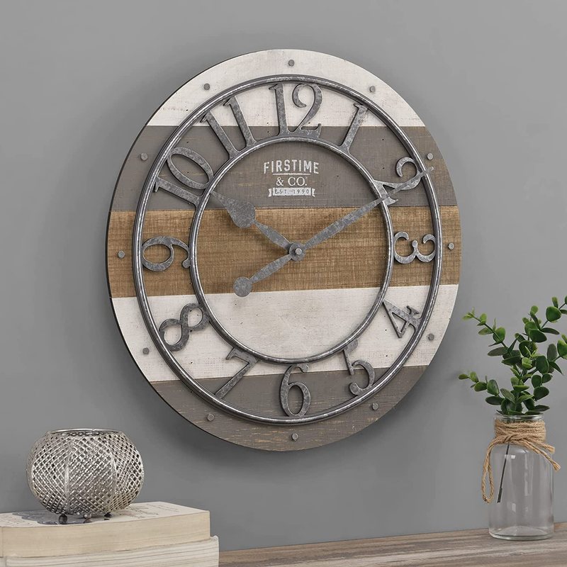 Firstime & Co. Multicolor Shabby Pallet Wall Clock Vintage Decor for Living Room
