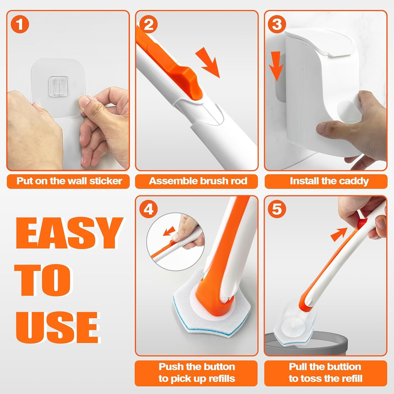 Disposable Toilet Bowl Brush Refills 48 Packs, Bathroom Scrubber Wand Replacemen
