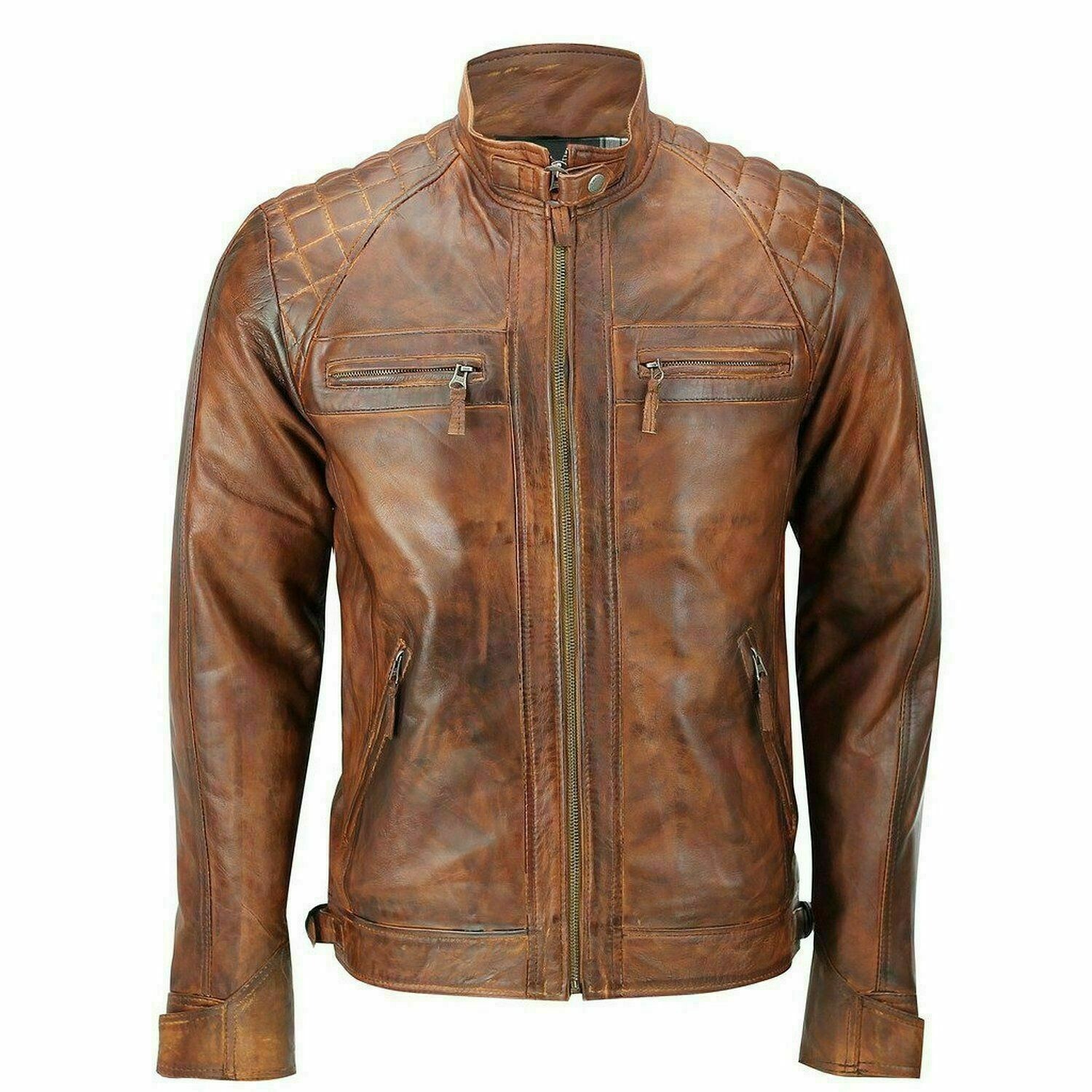 Men's Vintage tan Brown real Leather Jacket
