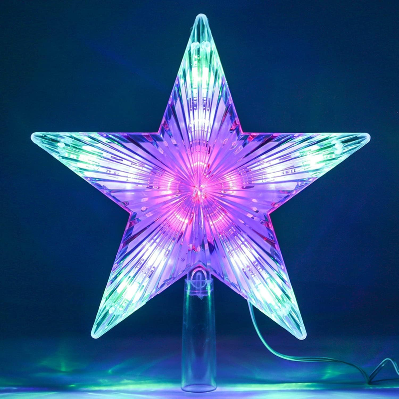 Weihnachtliche Baumspitze Stern Beleuchtet mit LED-Projektor für festliche Dekoration