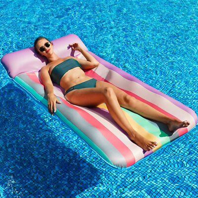 PARENTSWELL Oversized Pool Floats 72 x 38, X-Large, Fabric-Covered Pool Float wi