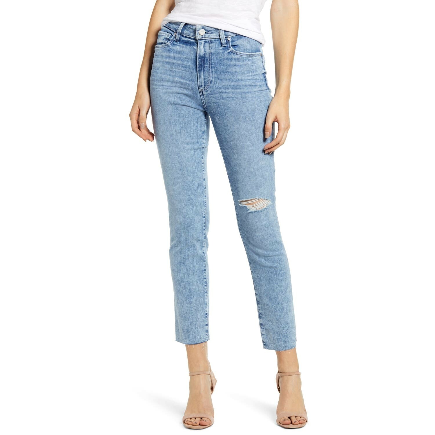 Paige 269803 Women's Hoxton High Waist Raw Hem Ankle Slim Jeans Size 24