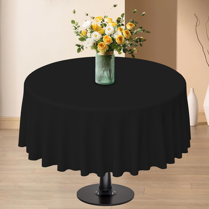 2 Pack round Plastic Table Cover,Premium Plastic Disposable 