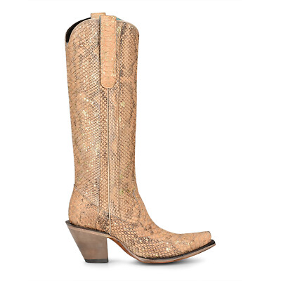 Pre-owned Corral Boots Corral Womens Python Cowboy Boots Snake Honey In Yellow