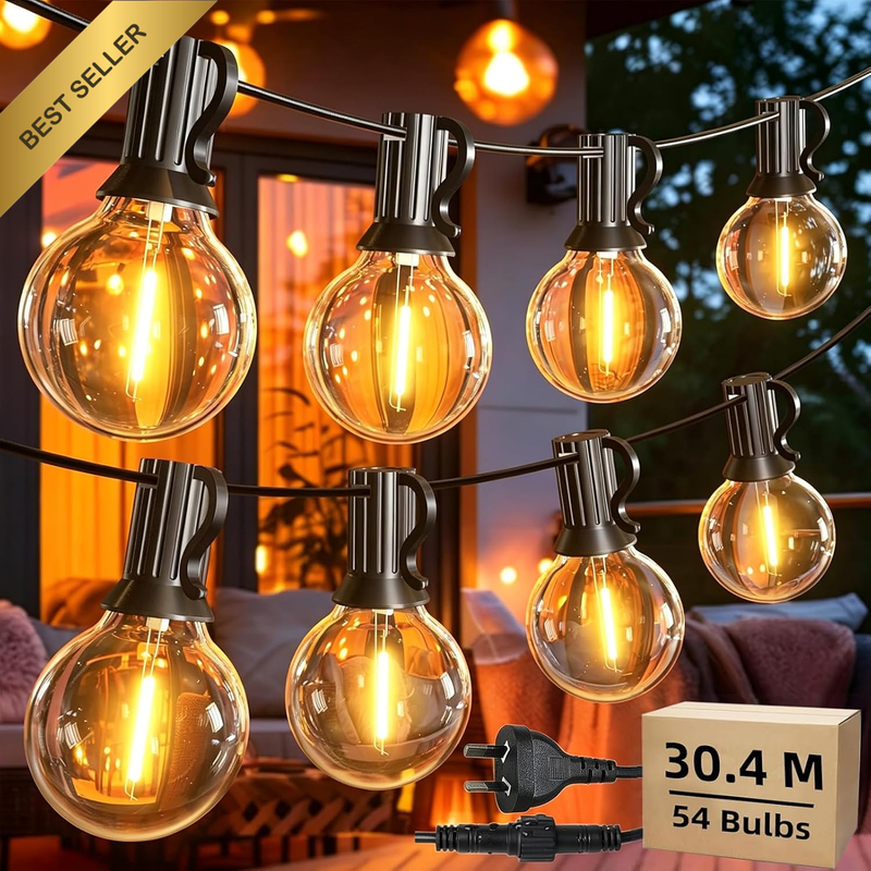 Lights Outdoor LED String Lights (30.4M (50+4 Bulbs), G40 (Globe))