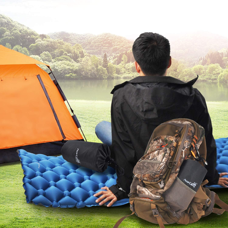 2 in 1 Sleeping Pad,Ultralight Camping Sleeping Pad Inflatable Camp Pad with Tra