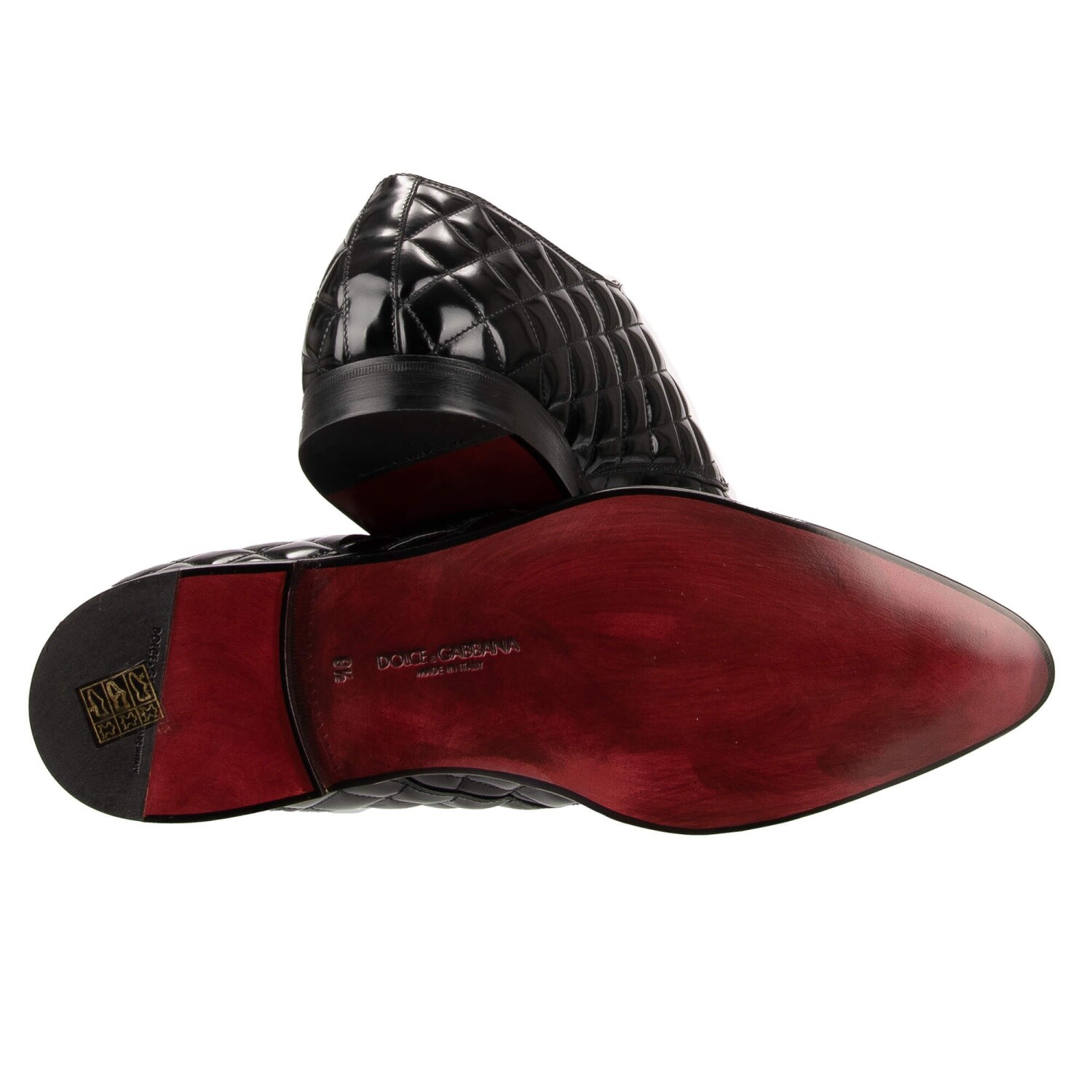 Pre-owned Dolce & Gabbana Quilted Stitched Leather Derby Shoes Copernico Black 12723