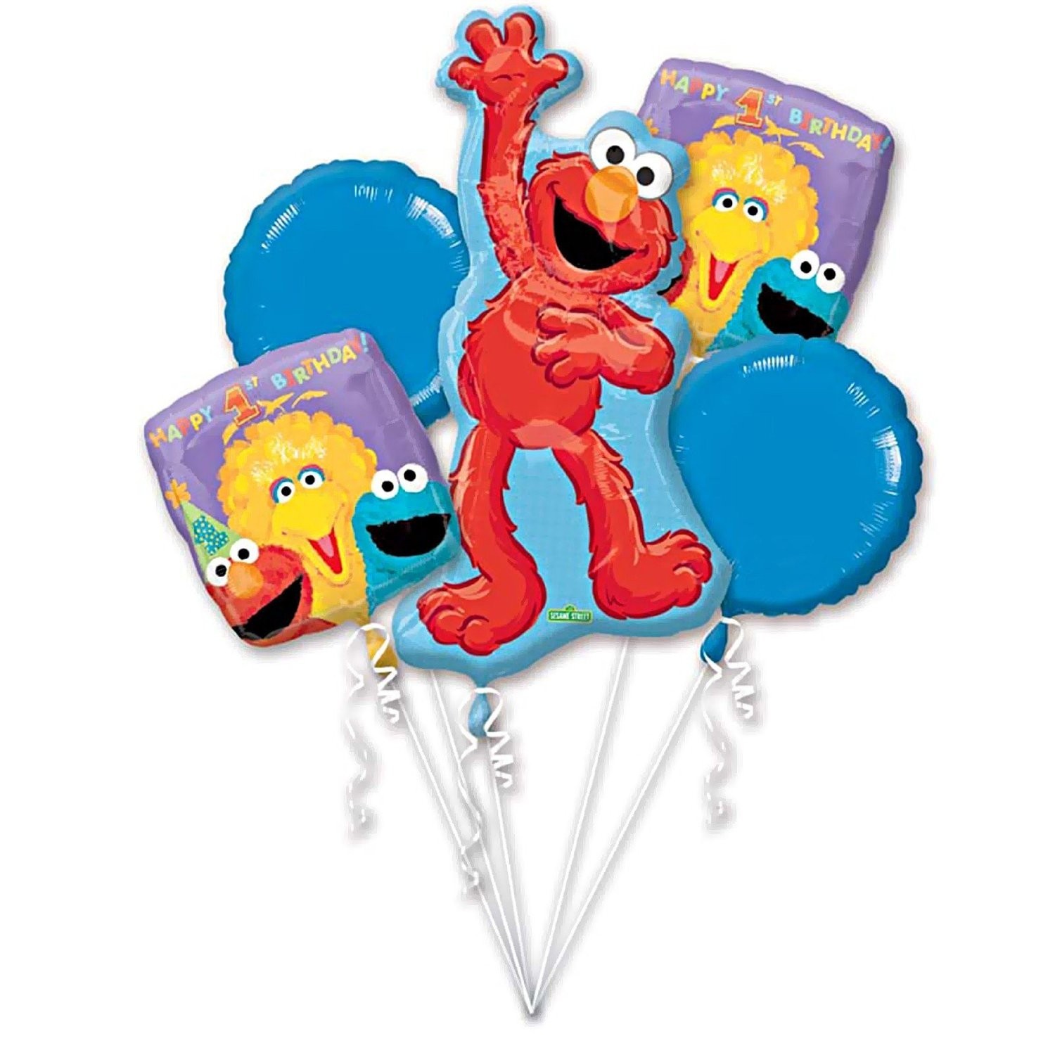 Elmo Happy 1st Birthday Party Favor Supplies 5ct Foil Balloon