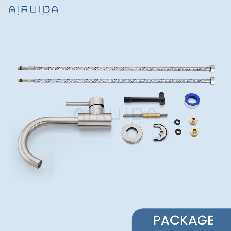 Airuida Brushed Nickel Bar Sink Sink Faucet Single Hole Small RV Kitchen Sink Fa