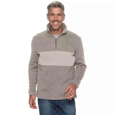 NEW NWT Men's Haggar Cool 18 Pro Easy Care 1/4 Zip Pullover Sweater SMALL