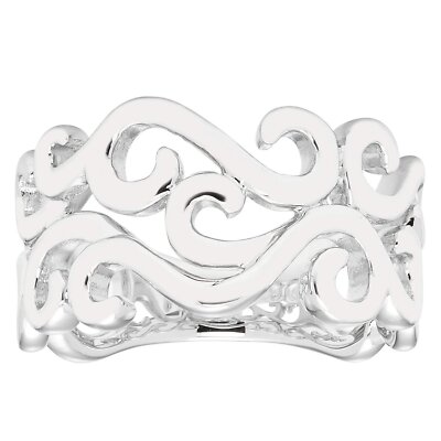 Sterling Silver Open Scrollwork Wide Band Ring | eBay