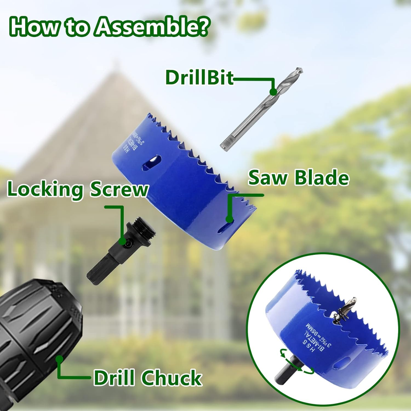 8 1/4 Inch 210Mm Hole Saw with Arbor, 1 1/4 Inch Cutting Depth HSS Bi-Metal Hole