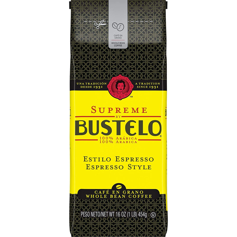 CAFÃ‰ BUSTELO Supreme by Bustelo Espresso Style Dark Roast Whole Bean Coffee, 16