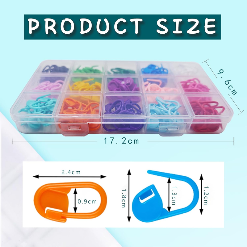 180 PCS with 15 Colors Crochet Stitch Markers and Storage Case for Knitting Sewi