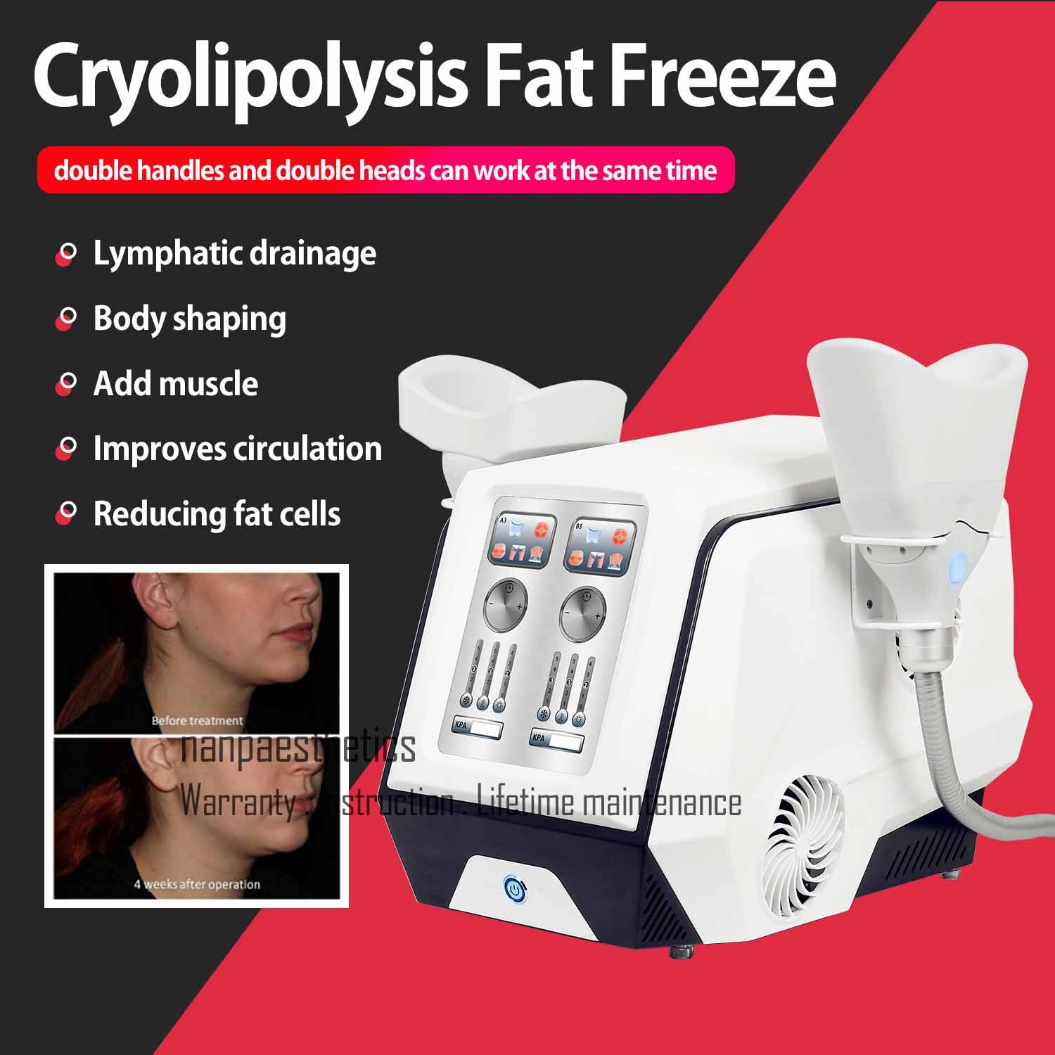 2 Handles Cryo Slimming Machine Cooling Body Sculpting Cryotherapy