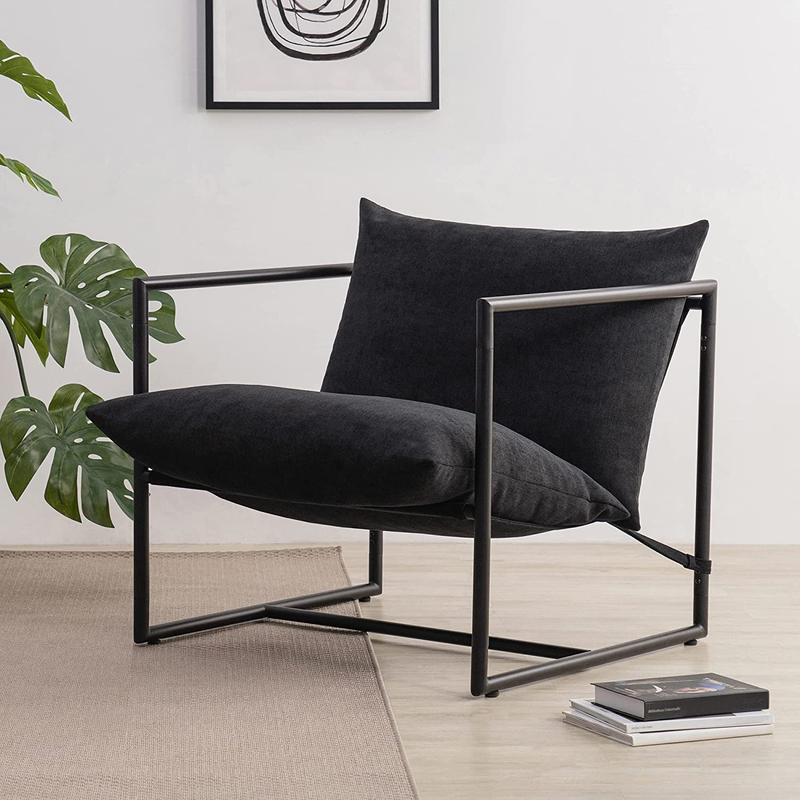 ZINUS Aidan Sling Accent Chair / Metal Framed Armchair with Shredded Foam Cushio