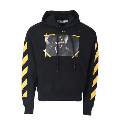 Pre-owned Off-white Diagonal Arrow Caravaggio St Fran Slim Hoodie Mens Style : Ombb097c99f In Black/white