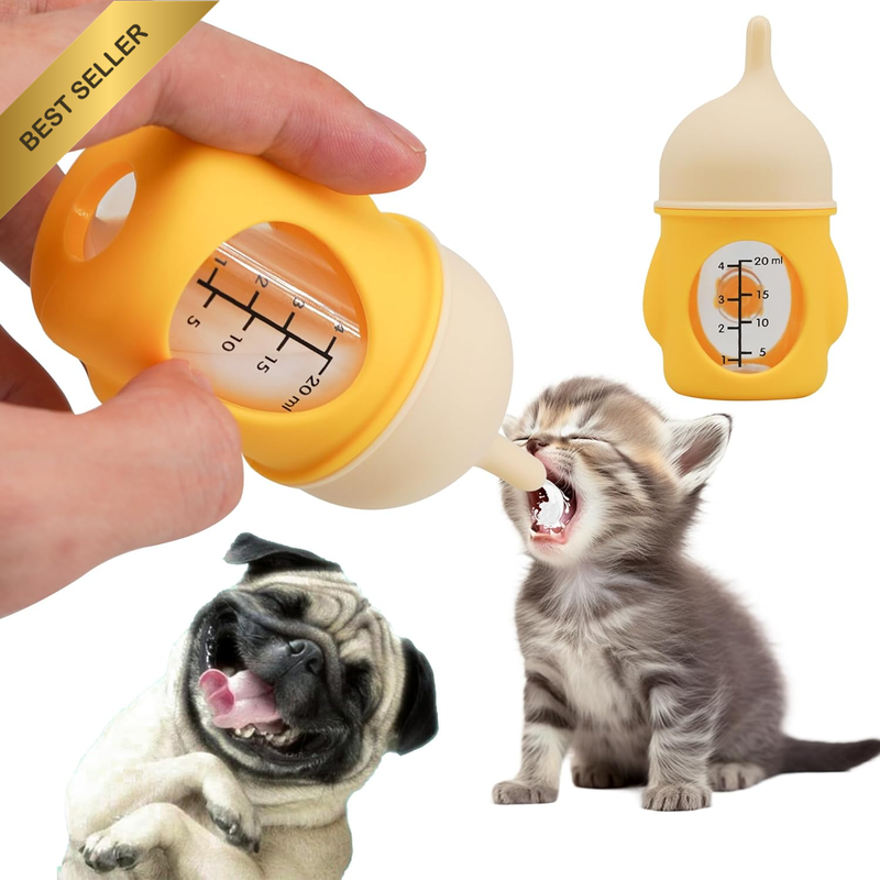 20ml Puppy Kitten Nursing Bottles Pet Feeding Yellow