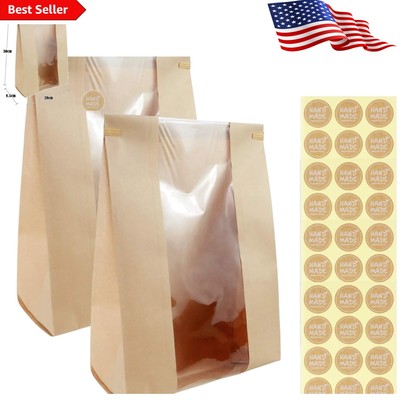 Versatile Kraft Paper Bags for Bakery and Gifts - 50 Pack with Seal Stickers
