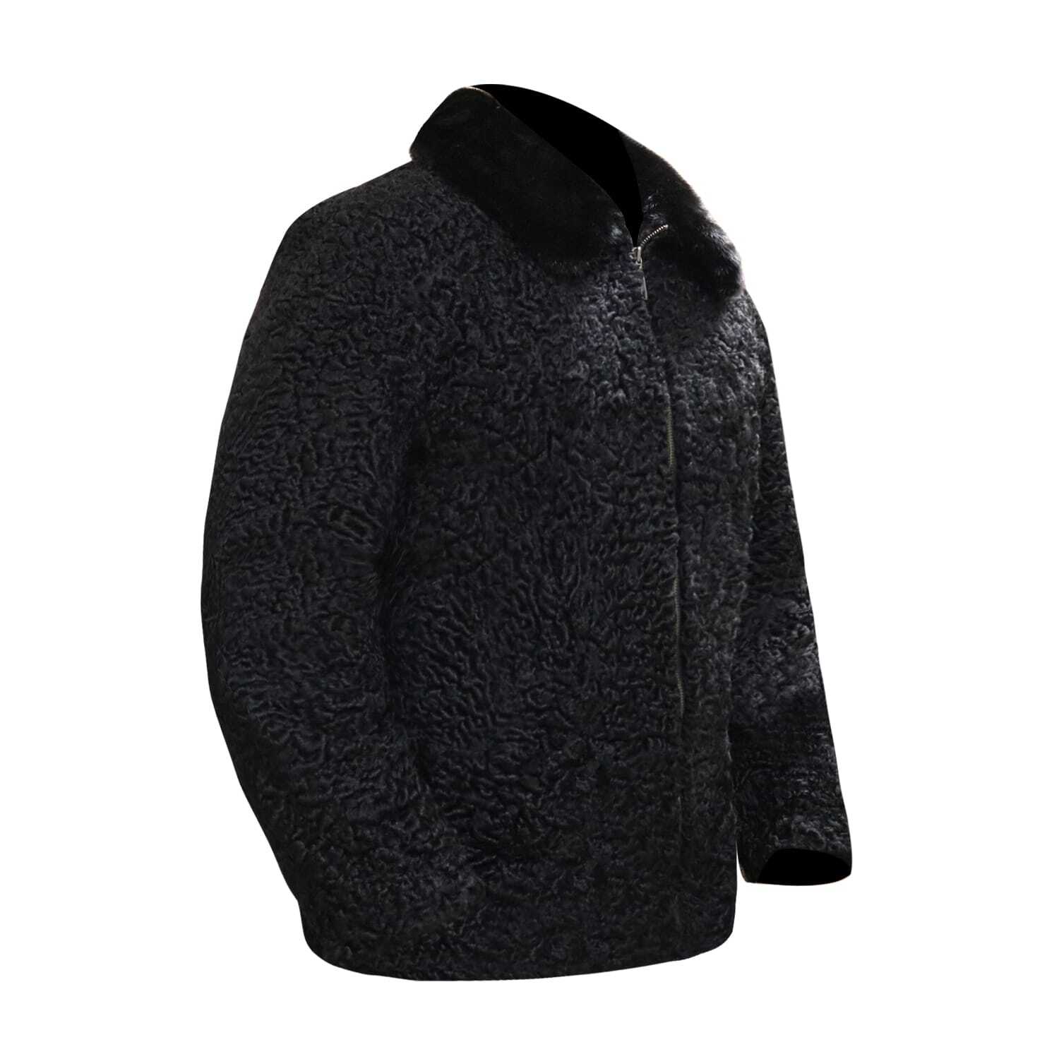 Pre-owned Handmade Black Real Fur Jacket Real Persian Lamb Fur Coat All Sizes S-8xl