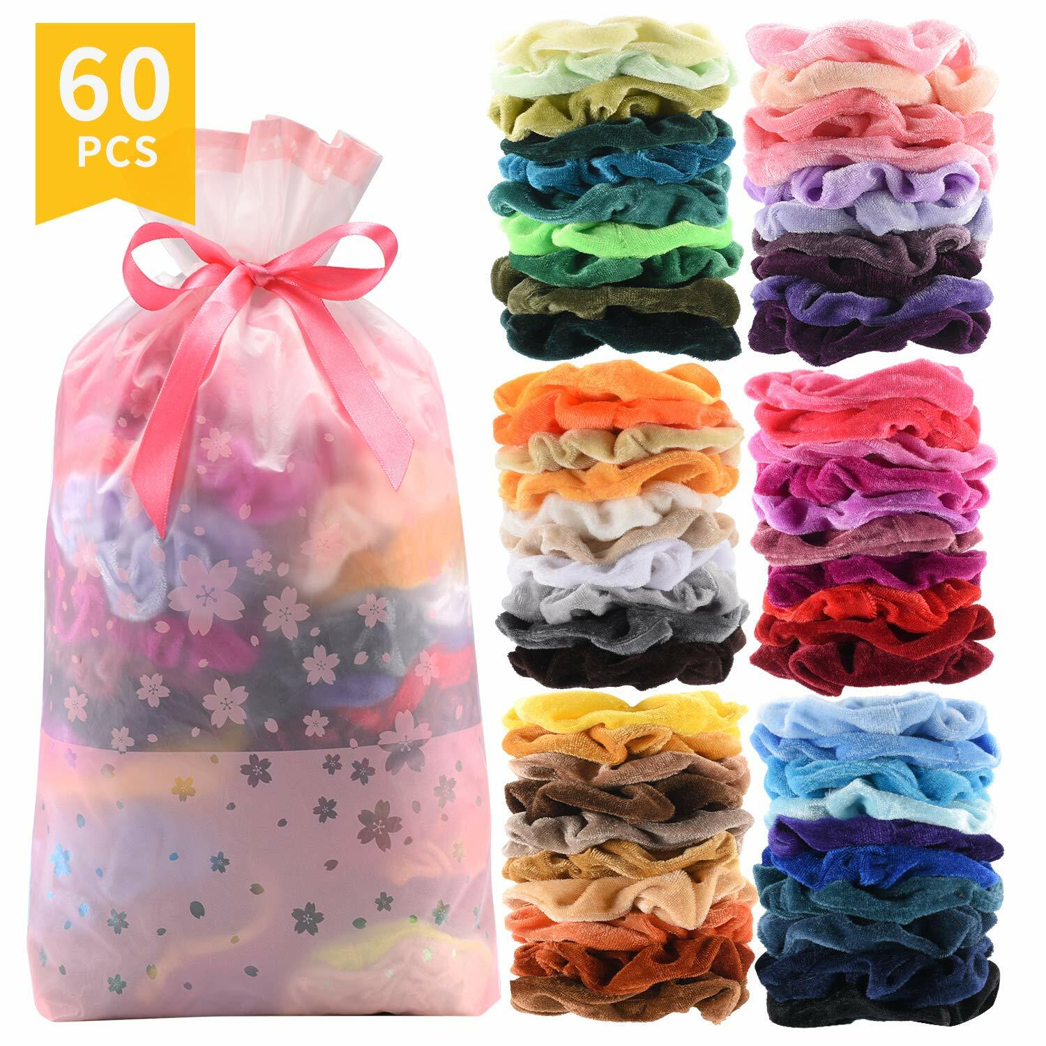 60 Pcs Premium Velvet Hair Scrunchies Hair Bands Scrunchy Hair
