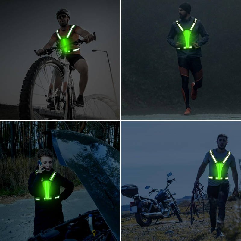 LED Running Vest, High Visibility Reflective Vest for Night Bike Riding Walking
