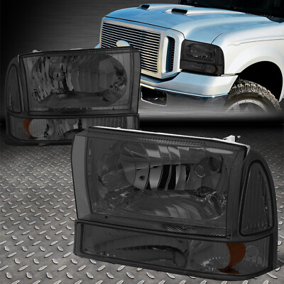 ДЛЯ 99-04 FORD F250 F350 SUPER DUTY ДЫМЧАТЫЙ КОРПУС ЯНТАРНЫЕ УГЛОВЫЕ ЛАМПЫ ФАР