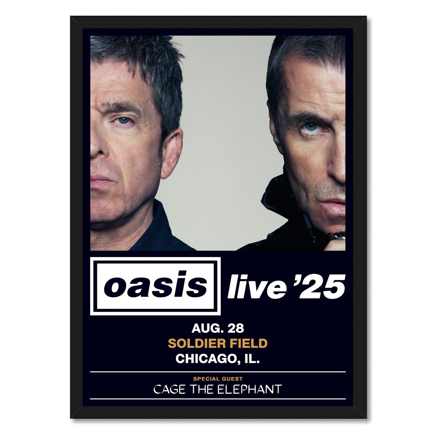 Oasis Live '25 Poster Chicago Concert Tour 2025 Wall Art