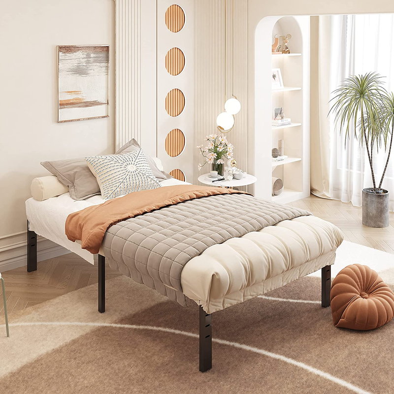 Twin XL Bed Frame 16 Inches Tall, 3 Inches Wide Wood Slats with 2500 Pounds Supp