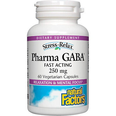 Natural Factors Stress-Relax Pharma GABA, 250 mg, 60 Vegetarian Capsules