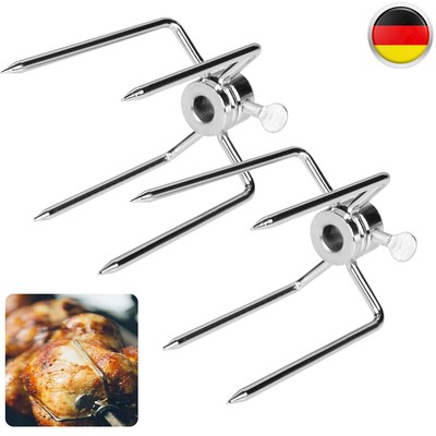 Edelstahl Grillgabeln Grillgabel Fleischklammer Spießgabeln Rotisserie Klammer