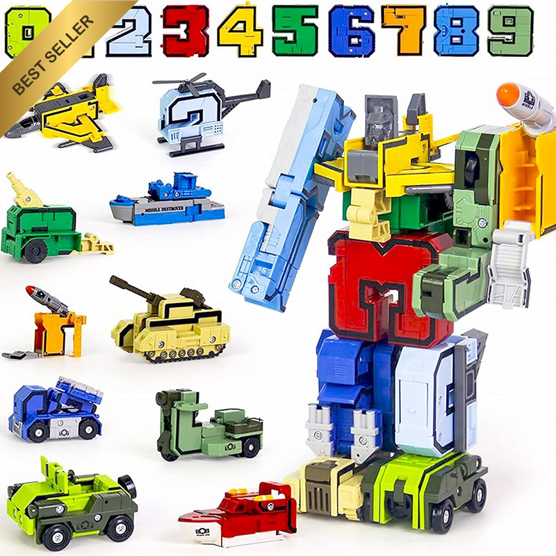 10 Pcs Number Robots Toy Set Transformation Blocks Creative Assembling Education