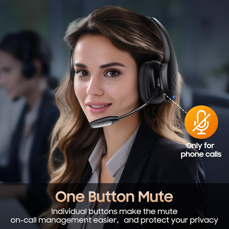 Bluetooth Headset with Microphone, Trucker Headset Bluetooth Wireless Noise Canc