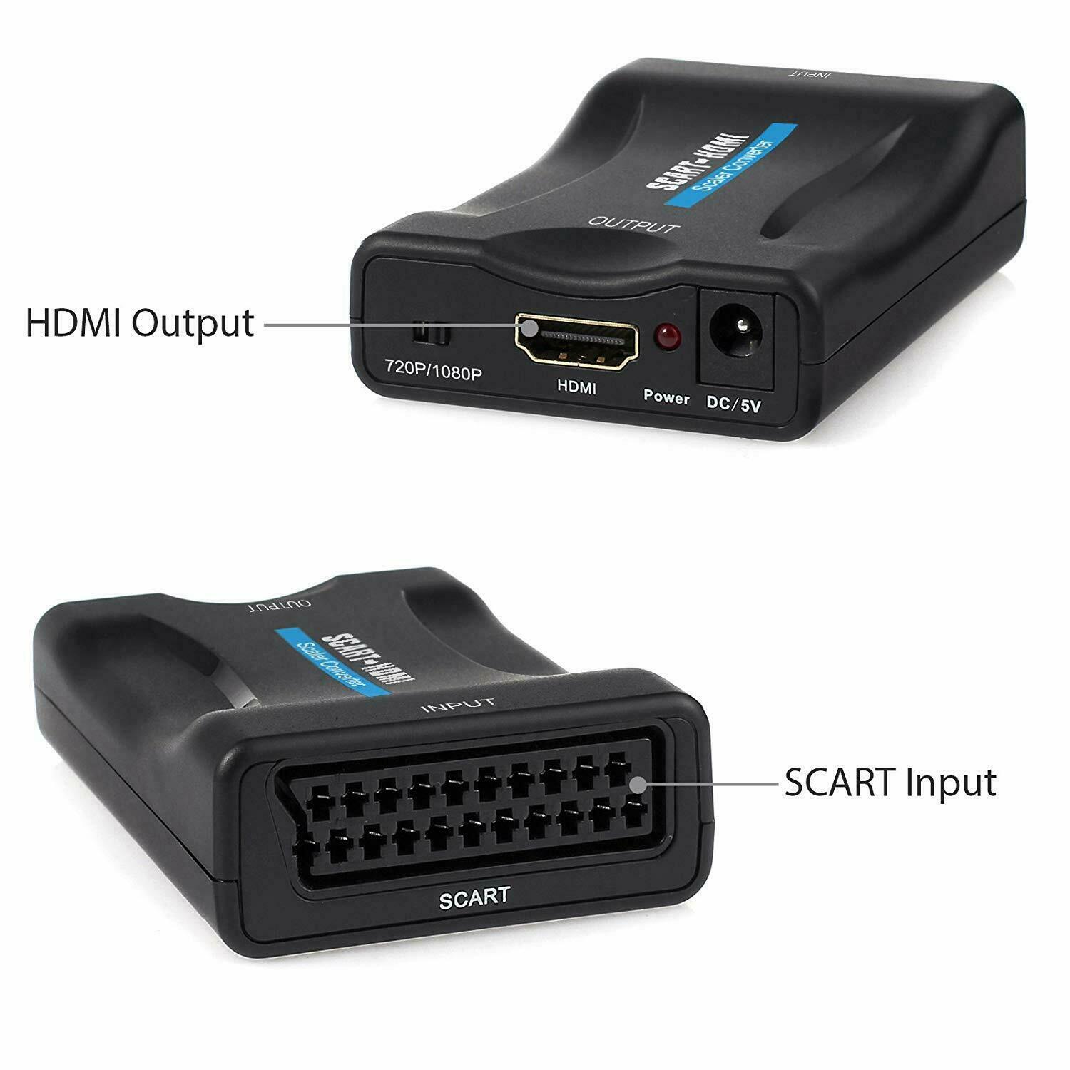 Scart zu HDMI 1080P Konverter Adapter HD TV Wandler Converter USB Kabel DC 5V DE