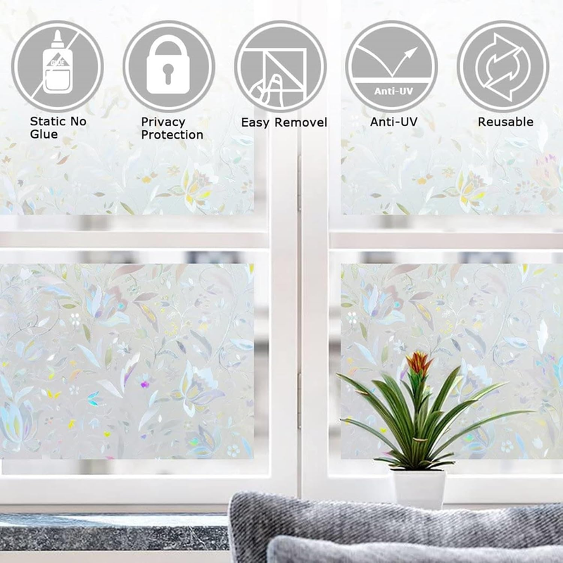 Window Film, Decorative Window Privacy Film, 3D Stained Glass Window Sticker,Ant