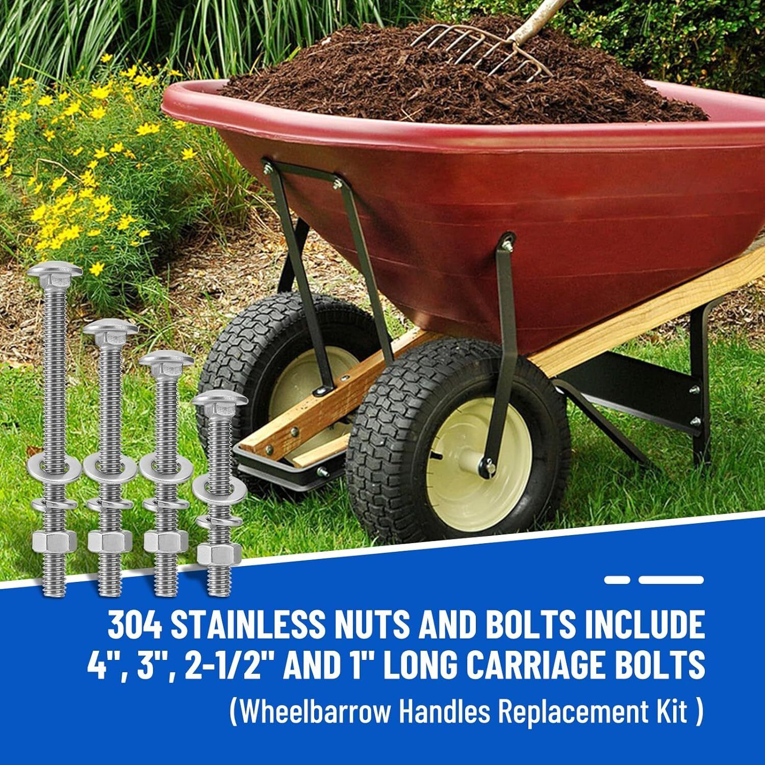 Wheelbarrow Handles Bolts Kit Replacement Wheelbarrow Rebuild