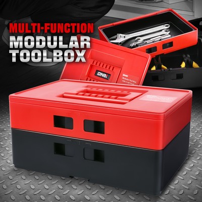 Гараж для мастерской с запирающимся пластиковым модульным ящиком-органайзером на 2 ящика для хранения инструментов