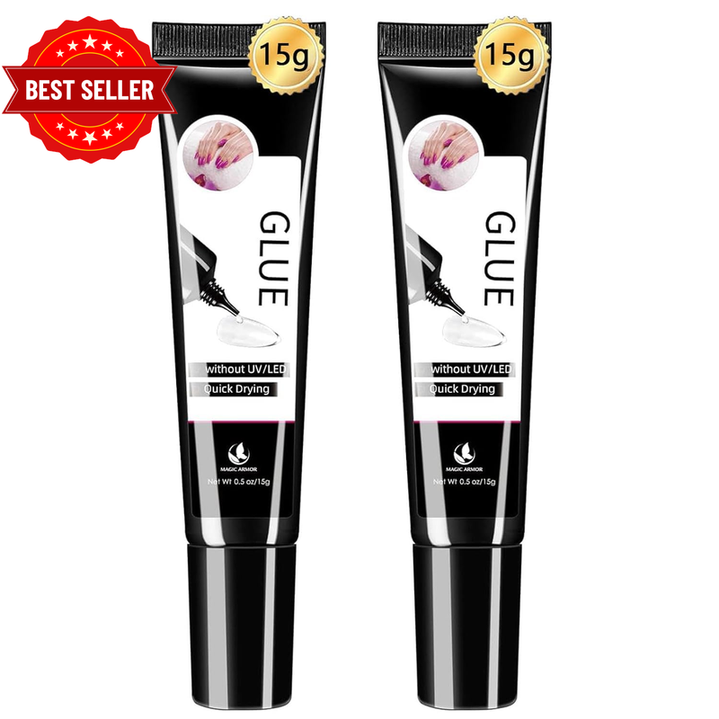 2PCS Nail Glue Gel No Uv Light Needed, Latest Semi Solid Glue for Press on Nails