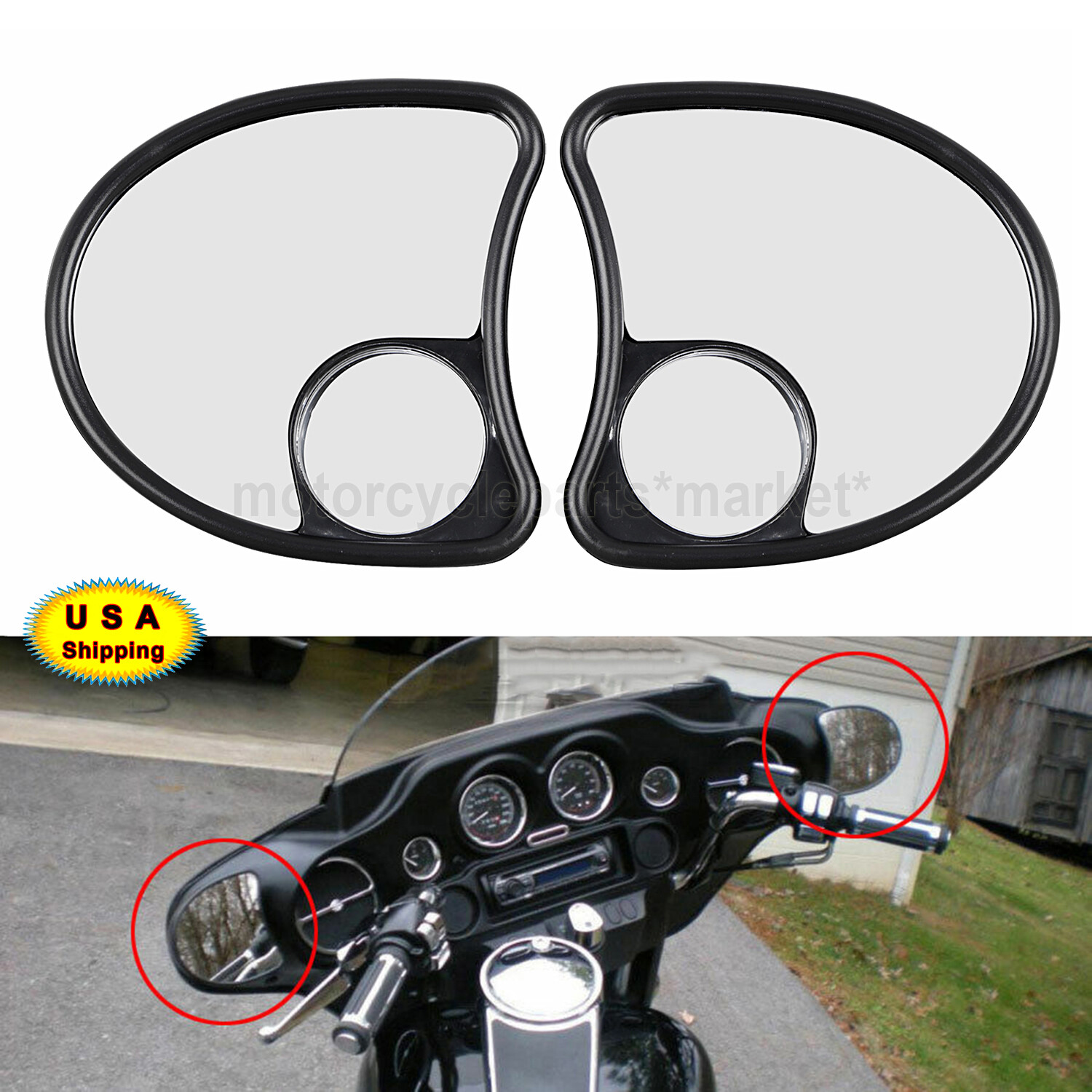 Inner Fairing Mount Mirrors for Harley Electra Street Glide