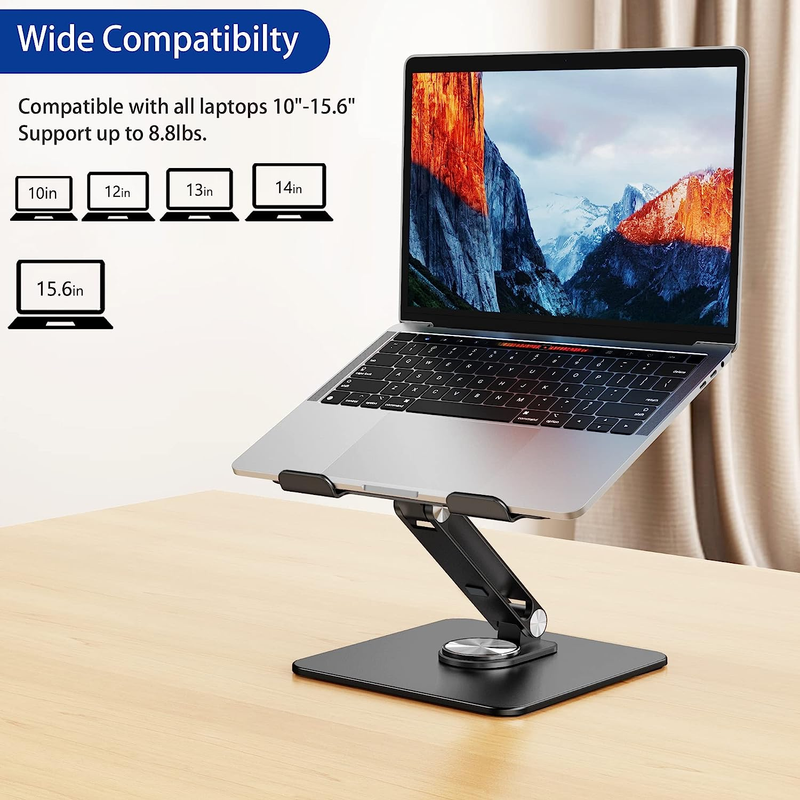 LSX7 Laptop Stand with 360° Rotating Base, Ergonomic Adjustable Notebook Stand,