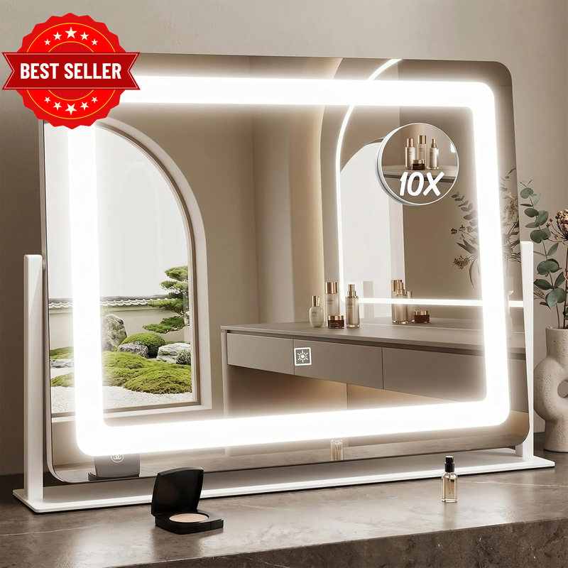 Lighted Makeup Mirror, 41 Cm X 32 Cm Vanity Mirror with Lights, 10X Magnificatio