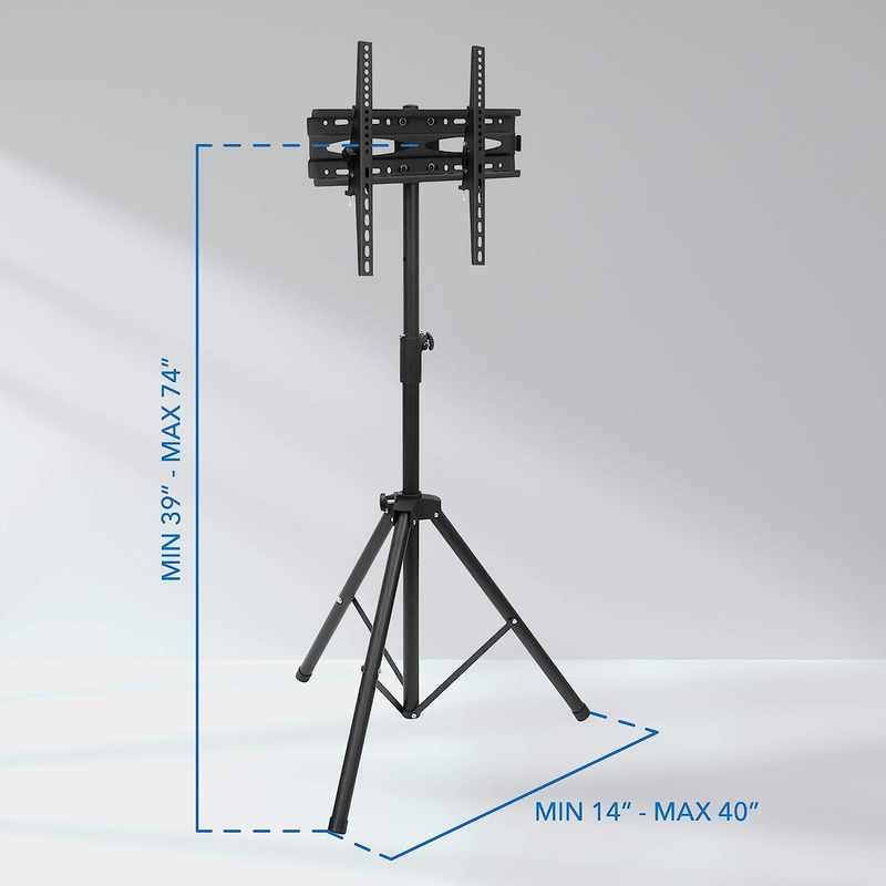 TV Tripod Stands for Flat Screens - Holds 77 Pounds and Carries 43-65 Inch Flat