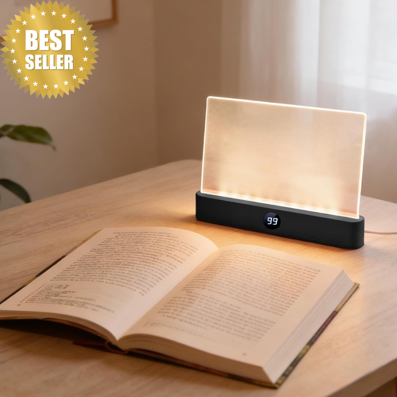 Book Light, Rechargeable Clear LED Flat Reading Light with 3 Colors & Timer, Dim