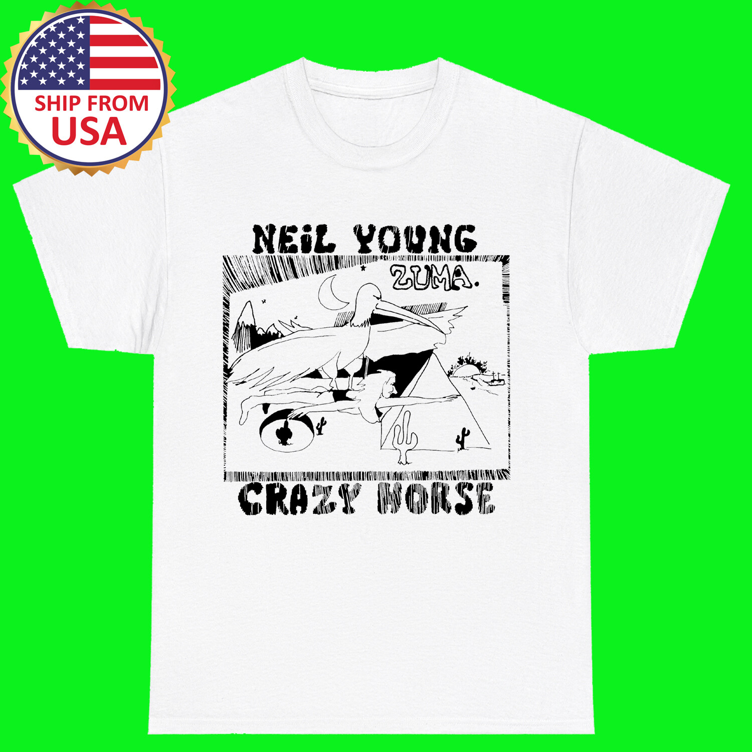 Neil Young Zuma シャツ Sサイズ Neil Young Crazy Horse ZUMA Men's Black Size S - 3XL | eBay