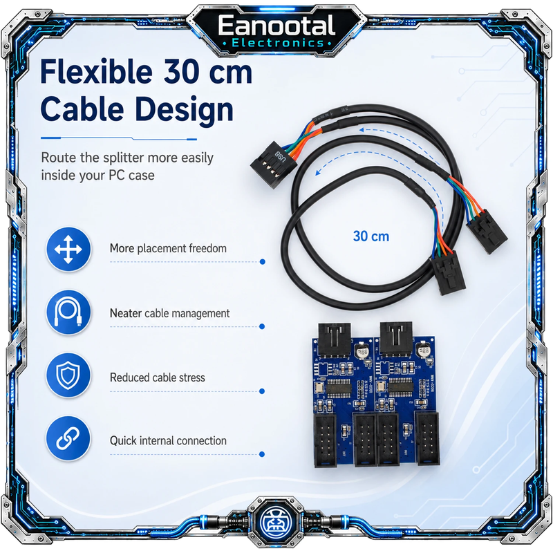 Internal USB 2.0 9 Pin Header Hub 1 to 2 1 to 4 Motherboard USB Header Splitter