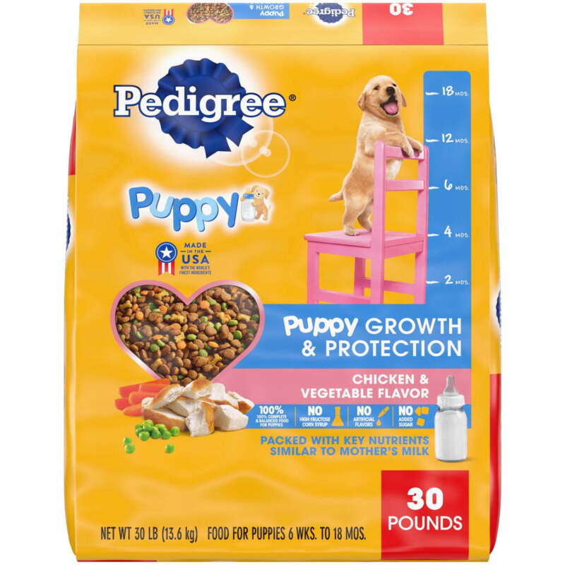 Puppy Growth and Protection Chicken and Vegetable Flavor Dry Dog Food 30 lb Bag