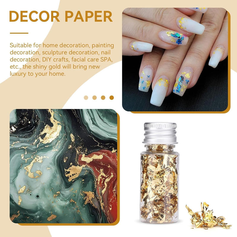 4 Bottles 5 Grams Gold Flakes, Gold Foil for Nails, Gold Foil Flakes for Resin,