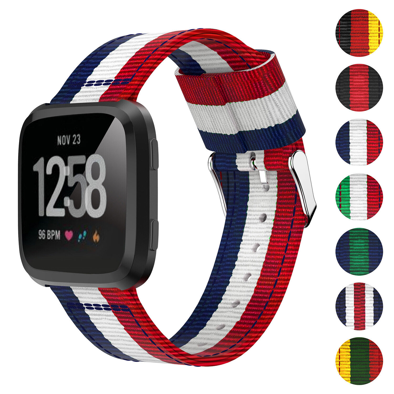 StrapsCo Striped Nylon Watch Band Strap for Fitbit Versa / Versa 2 & Versa Lite | eBay